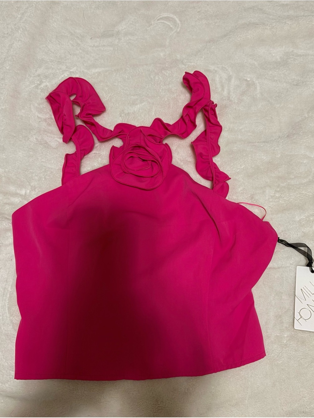 Luxe Fuchsia Ruffle-Strap Smocked Tank - Picture 4 of 5